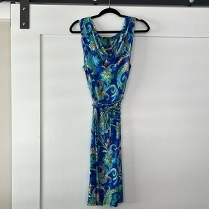 Ralph Lauren Blue and Green Paisley Midi Dress